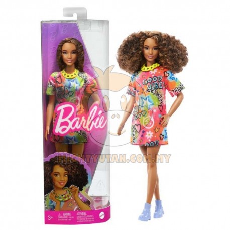 Barbie Fashionistas Doll 201 Brunette With Graffiti Dress