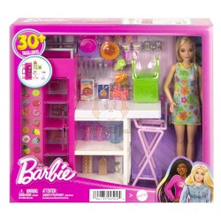 Barbie Doll And Ultimate Pantry Playset, Barbie Kitchen Add-On With 30+ Food-themed Pieces