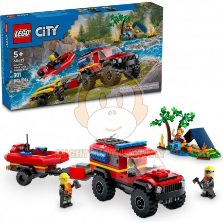 LEGO City 60412 4x4 Fire Engine with Rescue Boat