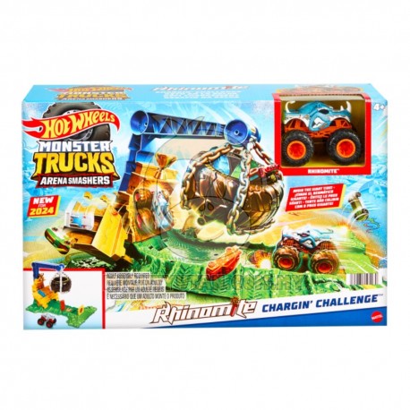 Hot Wheels Monster Trucks Rhinomite Chargin Challenge Playset