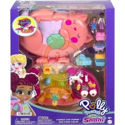 Polly Pocket Starring Shani Cuddly Cat Purse, 2 Micro Dolls, 18 Accessories, Pop and Swap Peg Feature, 4 & Up