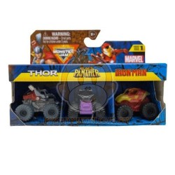 Monster Jam Mini Marvel Bundle - Thor, Black Panther, Iron Man