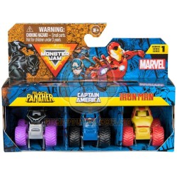 Monster Jam Mini Marvel Bundle - Black Panther, Captain America, Iron Man