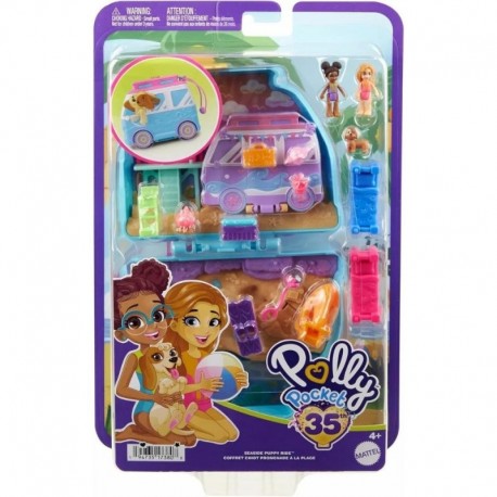 Polly Pocket Dolls And Playset Travel Toys, Seaside Puppy Ride Compact