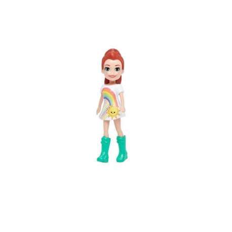 Polly Pocket Impulse Doll - Polly Wearing White and Rainbow Shirt