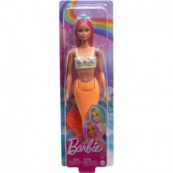 Barbie Mermaid Dolls With Colorful Hair, Tails And Headband Accessories - Orange