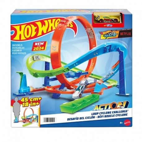 Hot Wheels Action Loop Cyclone Challenge Track Set With 1:64 Scale Toy Car