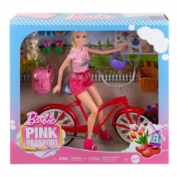 Barbie Pink Passport Holland Doll Set With Bicycle, Clothes & Travel Accessories