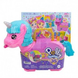 Polly Pocket Unicorn Partyland Playset With 2 Micro Dolls, Pets & 25+ Surprise Accessories