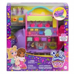 Polly Pocket Kitty Airways Playset With 2 Micro Dolls And Pet, Airplane Travel Toy With Accessories