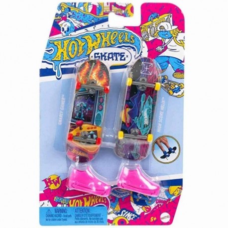 Hot Wheels Skate Retro 2-Pack Fingerboards & Pair Of Skate Shoes - Gnarly Gamer And High Score Helix