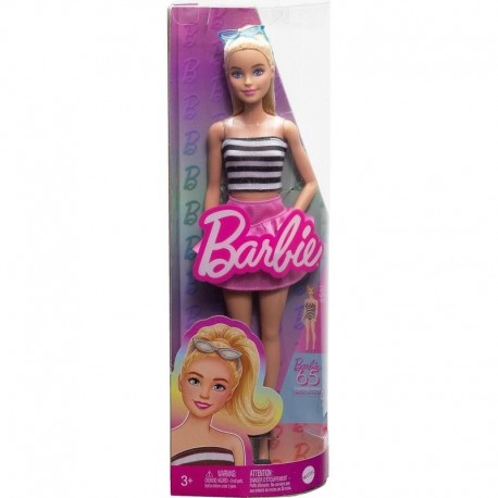 Barbie Fashionista Doll 213 with Striped Top and Pink Skirt