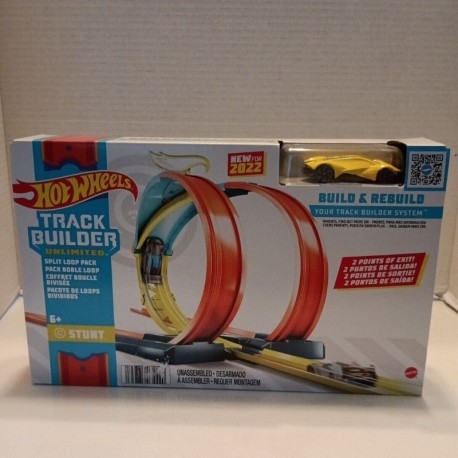 Hot Wheels Track Builder Split Loop Pack With Yellow Car