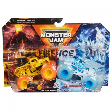 Monster Jam 1:64 Fire & Ice Monster Trucks 2 Pack - W vs Bakugan Dragonoid