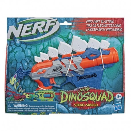 NERF DinoSquad Stegosmash Dart Blaster, 4-Dart Storage, 5 Official NERF Darts, Dinosaur Design, Stegosaurus Spikes