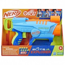 NERF Elite Jr Explorer Easy-Play Toy Blaster, Easy Hold & Load & Blast, 8 NERF Elite Darts, For 6 Year Old Boys & Girls