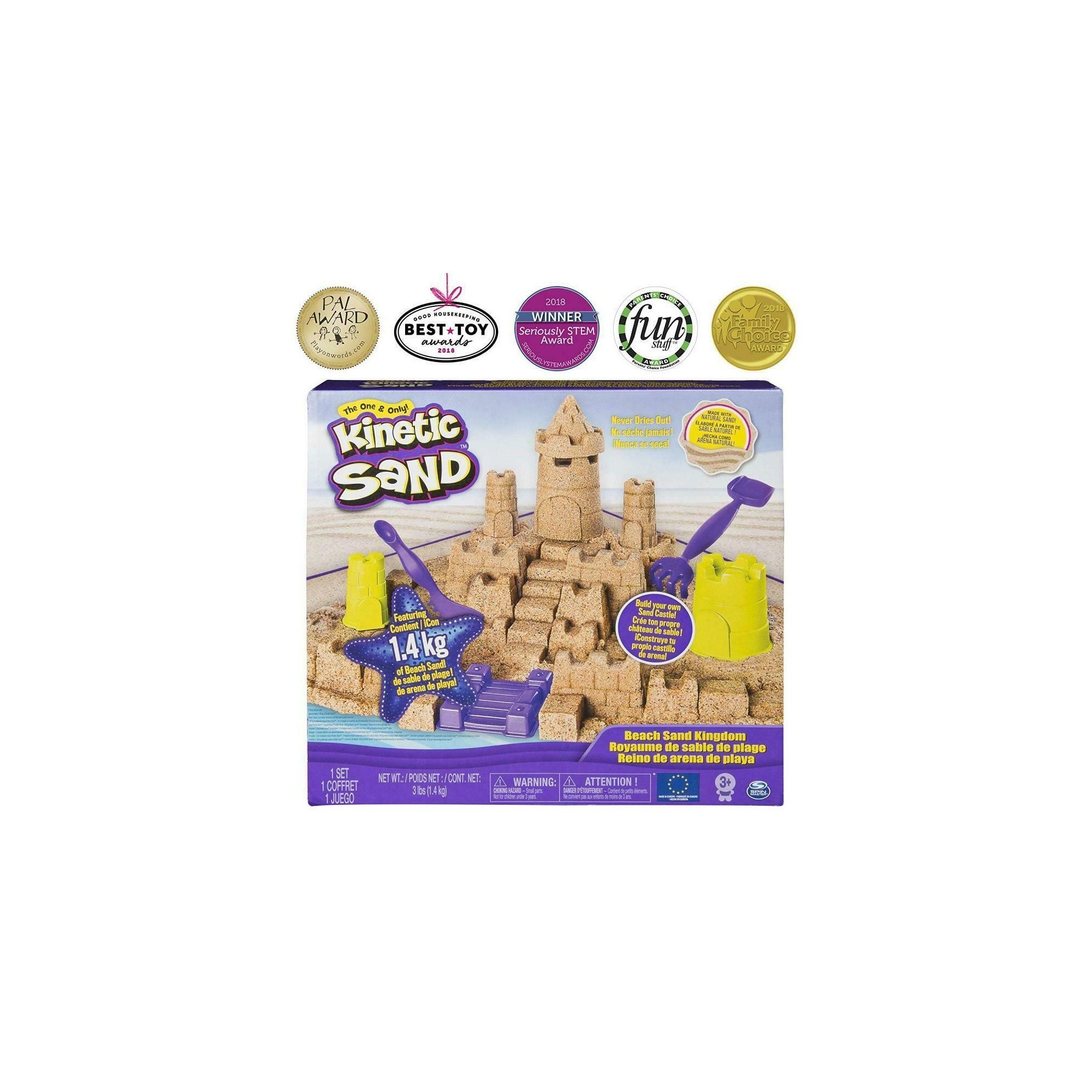for Ages 3 and Kinetic Sand Beach Sand Kingdom Playset with 3lbs of Beach Sand