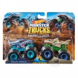 Hot Wheels Monster Trucks Demolition Doubles Mega-Wrex & Leopard Shark Die-Cast Car 2-Pack