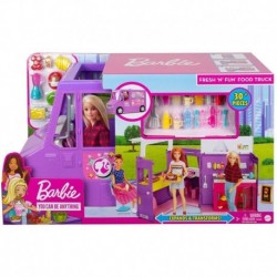 Barbie Food Truck with Multiple Play Areas & 30+ Realistic Play Pieces