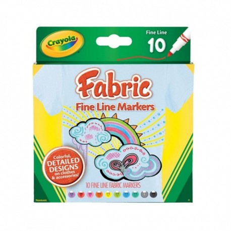 Crayola 10 Colors Fabric Fine Line Markers