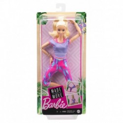 Barbie Made to Move Doll with 22 Flexible Joints & Long Blonde Ponytail Wearing Athleisure-wear