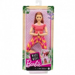 Barbie Made to Move Doll, Curvy, with 22 Flexible Joints & Long Straight Red Hair Wearing Athleisure-wear
