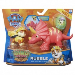 Paw Patrol Dino Rescue Hero Pup Rubble and Triceratops Action Figure Set