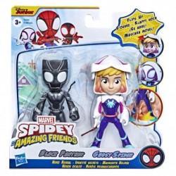 Marvel Spidey and His Amazing Friends Hero Reveal Figure 2-Pack, Mask Flip Feature, Ghost-Spider and Black Panther
