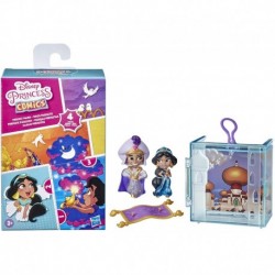 Disney Princess Perfect Pairs Jasmine, Fun Aladdin Unboxing Toy with 2 Dolls, Portable Display Case and Stand