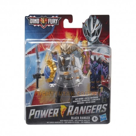 Power Rangers Dino Fury Black Ranger with Shield Sleeve 6-Inch Action Figure