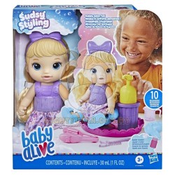 Baby Alive Sudsy Styling Doll, 12-Inch, Salon Baby Doll Accessories, Bubble Solution, Blonde Hair
