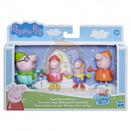 Peppa Pig Peppa's Club Peppa's Family Wintertime Figure 4-Pack Toy, 4 Figures in Cold-Weather Outfits