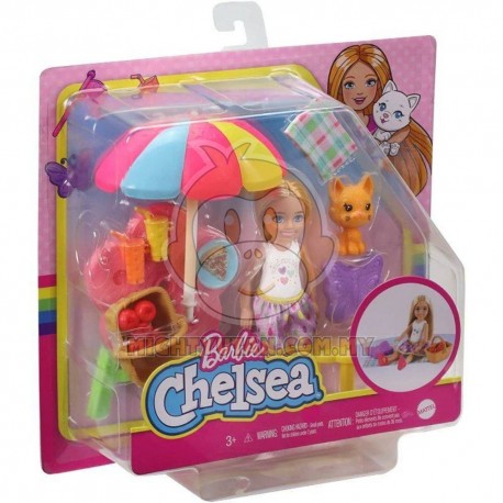 Barbie Chelsea Picnic Playset (6-In Blonde) With Pet Kitten, Table & Accessories