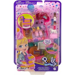 Polly Pocket Mini Pinata Party Compact Playset with 2 Micro Dolls and 14 Accessories, Pocket World Travel with Surprise Reveals