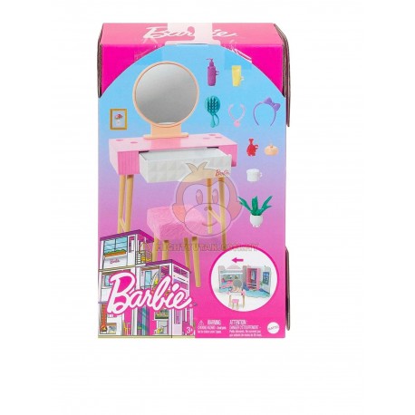 Barbie Furniture and Accessory Pack Vanity Theme, Kids Toys and Gifts, Mirror, Stool and Beauty Products?