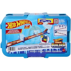 Hot Wheels Track Builder Ice Crash Playset With Toy Car, 10 Ice-themed Track Pieces And Storage Box