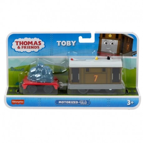 Thomas & Friends Motorized Toy Train Toby Battery-Powered Engine with Cargo Car for Preschool Pretend Play