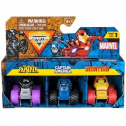 Monster Jam Mini Marvel Bundle - Black Panther, Captain America, Iron Man