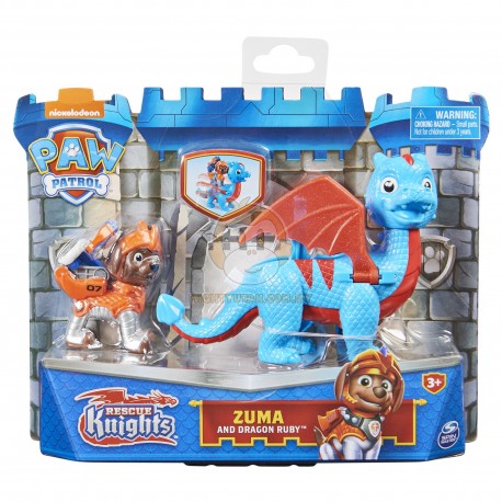 PAW Patrol Rescue Knights Pup Zuma and Dragon Ruby Action Figures Set