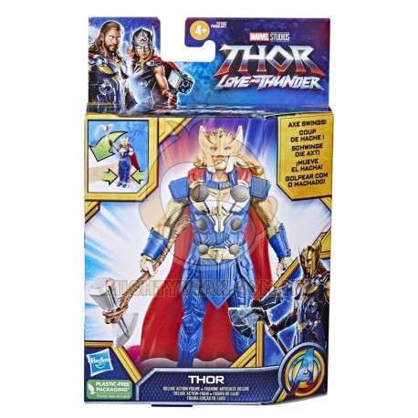 Marvel Studios' Thor: Love and Thunder Thor Toy, 6-Inch-Scale Deluxe Figure with Action Feature