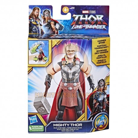 Marvel Studios' Thor: Love and Thunder Mighty Thor Toy, 6-Inch-Scale Deluxe Figure with Action Feature