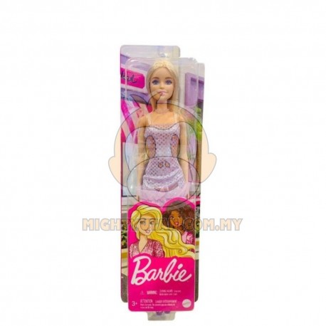 Barbie Glitz Doll Purple Dress With Blue Dots