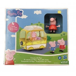 Peppa Pig Camping with Peppa Preschool Toy, 3-Inch Scale Campervan Vehicle with Rolling Wheels, Includes 3 Figures