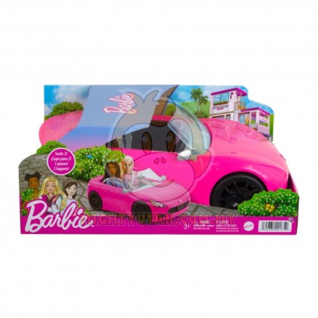 Barbie Pink Convertible 2-Seater Vehicle Doll Accessory With Rolling Wheels