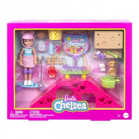 Barbie Chelsea Doll And Accessories, Skatepark Playset With 2 Puppies And 15+ Pieces