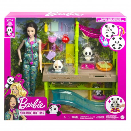 Barbie Panda Care And Rescue Playset With Doll And 20+ Accessories, Plus Color Change Feature