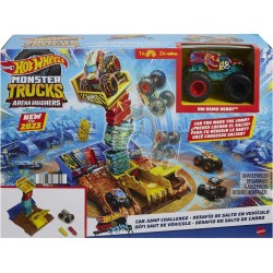 Hot Wheels Monster Trucks Arena Smashers Demo Derby Car Jump Challenge Playset With 1 Vehicle